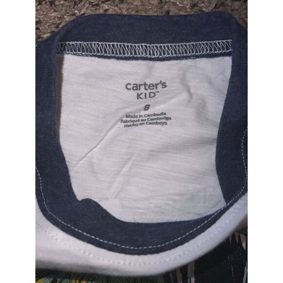 Carter's boys white/blue‎ dinosaur long sleeve shirt size 8 - Picture 3 of 5